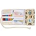 Teamoy Crochet Hook Case, Canvas Roll Bag Holder Organizer for Various Crochet Needles and Knitting Accessories, Coffee Owls