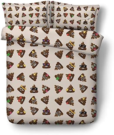 JF-440 Poop Bedding Set for Kids 3pcs Full Size Sheets Contains 1 Duvet Cover 2 Pillow Shams, not Comforter (Queen)