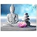 Visual Art Decor Buddha Canvas Wall Art Framed and Stretched Large Peaceful Buddha Act with Compassion White Sand Zen Stone Canvas Prints Buddhism Decoration For Wall (24