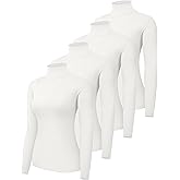 Dalavch 4 Pack Women’s Turtle Neck Long Sleeve Shirts Fall Fashion Turtleneck Baselayer Undershirts Tops Underscrub