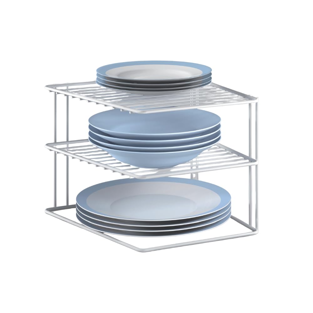 Metaltex 364202095 Silos corner cupboard insert, 2 levels, 25 x 25 x 19 cm, white