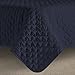 Comfy Bedding 3-Piece Bedspread Coverlet Set Oversized and Prewashed Lantern Ogee Quilted, King/Cal King Navy Blue