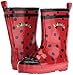 Kidorable Ladybug Rainboots, Red & Black Dots, Little Kids Size 11 M US, Natural Rubber Boots with Cotton Lining, Pull On Heel Tab & Non-Slip Sole