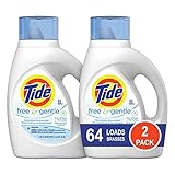 Tide Free and Gentle Liquid Laundry Detergent, 2 Pack of 50 oz., Unscented and Hypoallergenic for Sensitive Skin, 64 Loads