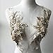 Crystal Floral Applique,Beaded,Sequined Embroidery Flower Lace Patch Delicate Addition for Prom Dresses Party Costumes Jeans Gold Color