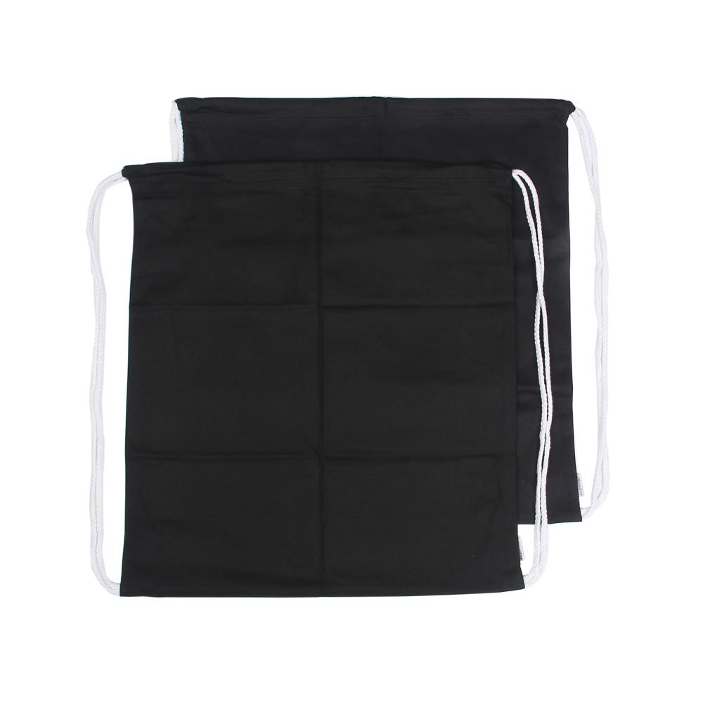Augbunny 100% Cotton Canvas Drawstring Backpack Gym Sack pack 2-Pack (Black, Large)