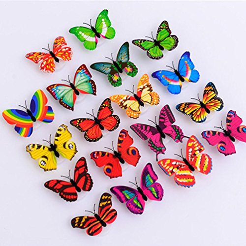 LiPing Wall Paper 3D DIY Luminous Dancing Butterflies Wall Stickers-Removable Decal Art Home Decor Painting Supplies Room Decor Kit-Kids Bedroom Decoration (10PCS)