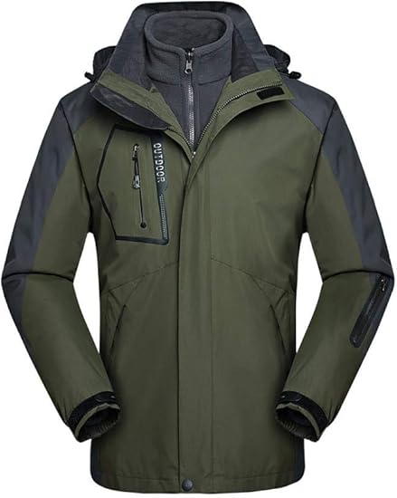 Amazon Tanggo マウンテンパーカー メンズ 登山服 ウィンドブレーカー 防寒着 3in1 二着セット 登山ジャケット コート フード付 大きいサイズ 撥水加工 防水 防風 防寒保温 春秋冬 釣り バイク用 登山 コート ジャケット 通販