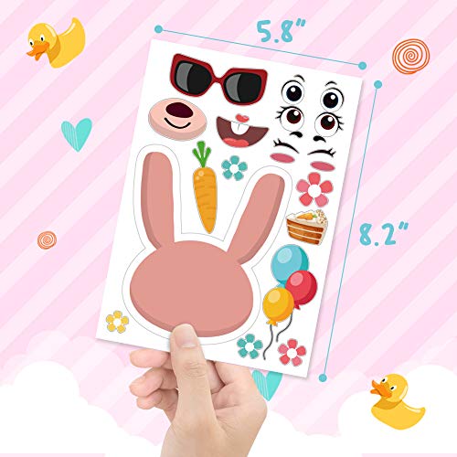 Amor 36 PCS Make-a-face Sticker Sheets Sticker Party Favors for Kids Animal Face Stickers for Festival, Reward, Art Craft, Party Favors, School