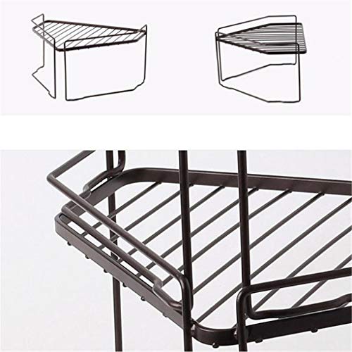 Samoii 2-Tier Iron Triangle Standing Rack Kitchen Bathroom Storage Shelf Holder Spice Rack Cabinet and Counter Shelf Organizer