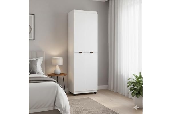 Armário Multiuso 4 Portas – Organizador Resistente para Cozinha, Lavanderia, Quarto e Escritório Máxima Organização (Branco)