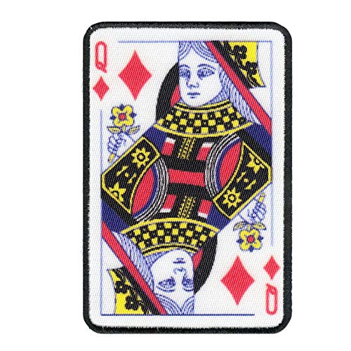 Queen of Diamonds Card Embroidered Iron On Patch