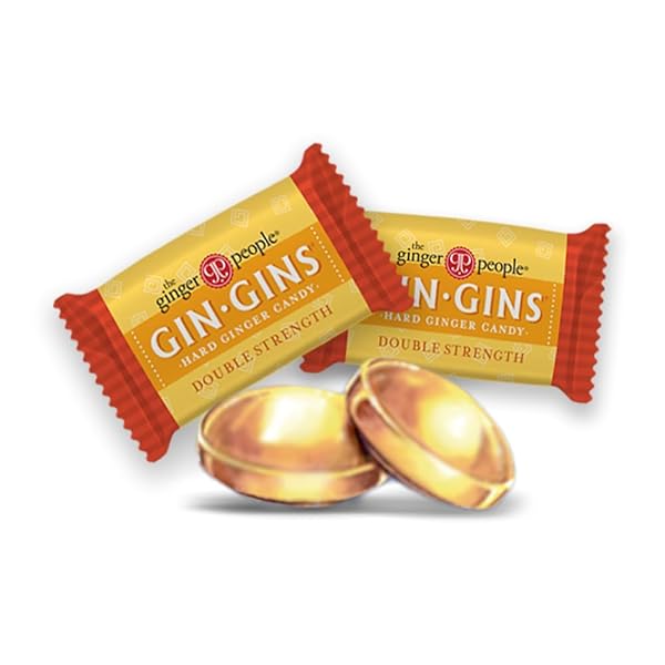 GIN GINS DOUBLE STRENGTH GINGER HARD CANDY – NATURAL GINGER CANDY BY THE GINGER PEOPLE – INDIVIDUALLY WRAPPED HEALTHY CANDY – DOUBLE STRENGTH FLAVOR – LARGE 1 LB BAG (16OZ) – PACK OF 1