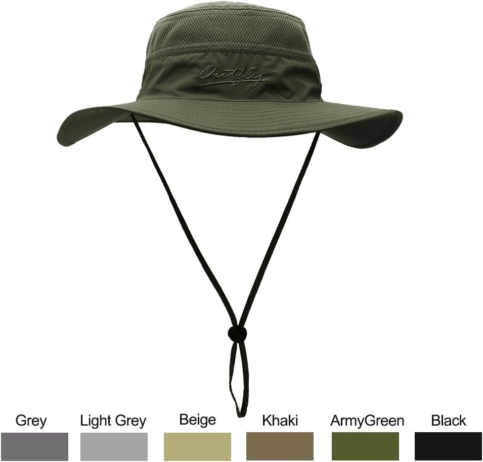 WELKOOM Sun Hat for Men Women, Wide Brim UPF 50 UV Protection Beach Cap, Breathable Outdoor Boonie Hats with Adjustable Drawstring Design, Perfect for Hiking, Fishing, Camping, Boating Safari