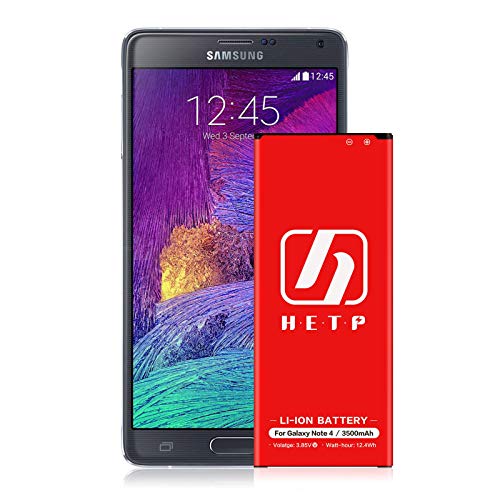 Note 4 Battery 3500mAh Upgraded HETP Replacement Battery for Samsung Galaxy Note 4 [ N910 N910U N910V N910T N910A N910P] Internal Li-Polymer Spare Battery -[18 Month Warranty]