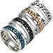 Napoo Men's Titanium Steel Chain Rotation Fidget Ring Exquisite Fashion Inlaid Rhinestone Ring Boys Jewelry Band