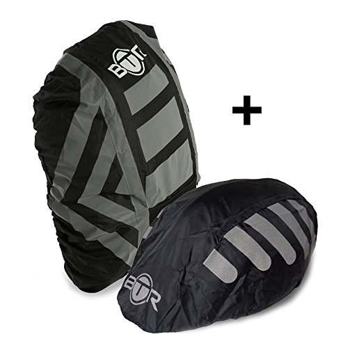 BTR LB Waterproof High Visibility Backpack Cover, Rucksack Cover Plus Waterproof & High Visibility Helmet Cover