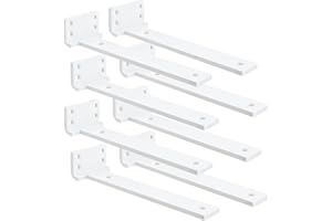 AUNULAHCA Floating Shelf Bracket 10inch 8 Pack L Brackets for Shelves White Metal Heavy Duty Shelf Brackets for DIY Decorative with Mounting Hardware