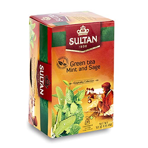 SULTAN TEA Moroccan Green Tea with Mint and Sage Herbal Green Teas