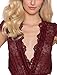 ALLoveble Women Lingerie Lace Teedy Dream Eyelashes deep V Nighewear(S, Wine Red)
