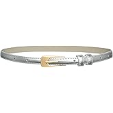 GRACE KARIN Women Leather Belt Thin Belts for Jeans Dress Fashion Skinny Belt With Gold Buckle