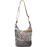 Myra Bag Floral Cowhide &amp; Upcycled Canvas Shoulder Bag S-1126