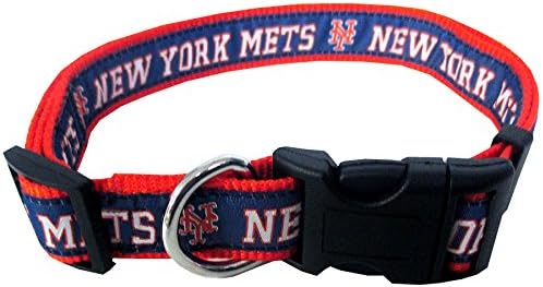 MLB New York Mets Licensed PET COLLAR- Heavy-Duty, Strong, and Durable Dog Collar. Available in 29 Baseball Teams and 4 Sizes