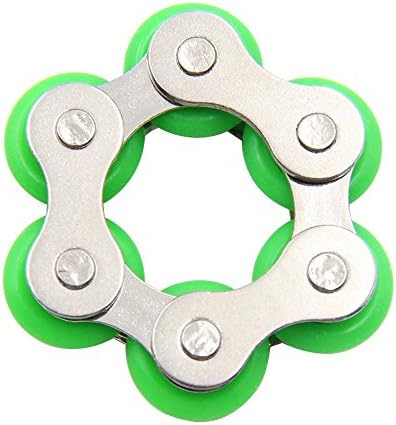 Flippy Stainless Steel Bike Chain Fidget Toys Relieve Your Stress, Anxiety, Boredom All at Your Finger Tips! Also Helps ADD, ADHD, Autism (R-Green)