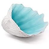 Large Turquoise-Aqua blue Sea Shells Decorative Bowl Resin Clam Shell Bowl Beach Decorations for Home Coastal Beach Decor Dec