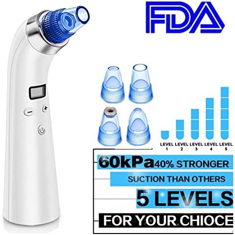 Blackhead Remover Pore Vacuum, YTT 5 Levels USB Comedo Suction Microdermabrasion Beauty Machine with LED Display for Facial Skin Acne Blackhead Treatment
