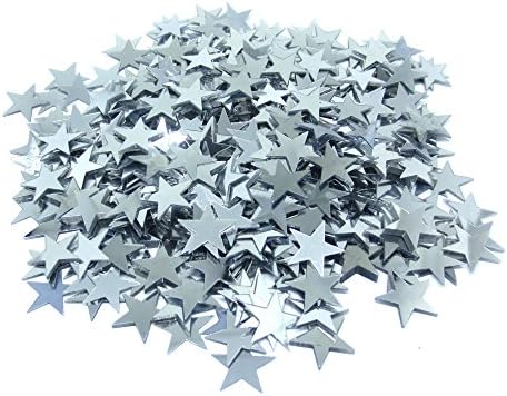 SarSean 45 Gram / 1.5 Ounce Sequin Metallic Silver Confetti for Party Decorations, 10mm Star