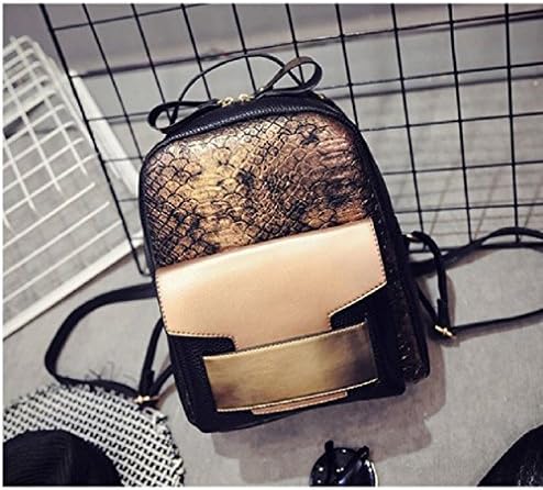 SP-CHARMING Vintage Backpack Serpentine Punk Rock style High Quality PU Leather (Gold)