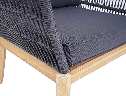 Mendler Gartengarnitur HWC-H55, Lounge-Set Sofa Sitzgruppe, Seilgeflecht Rope Holz Akazie Spun Poly MVG - Kissen dunkelgrau – Bild 8