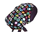 Surgical Scrub Hat Cap Purple Bright Dots Green Fitted Feminine