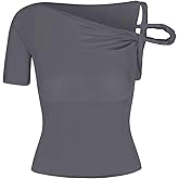 Starrylion Womens Stretch Twisted Top Double Lined Fashion Tops for Women Trendy Crop Top