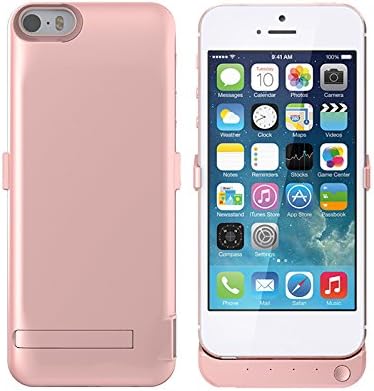 iPhone SE Battery Case,Portable Charger for iPhone 5SE / iPhone SE 2016,External Protectiv 4200mAh Battery Charging Case Power kickstand (New Rose Gold)