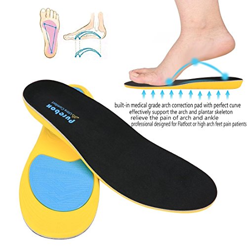 Shoe Insoles Orthotics Shoe Inserts Arch Support Shock Absorption Insoles Comfort Cushioning Gel Heel Full Length (Size:US Men 6-9 or Women 7-11) - Thumbnail 2