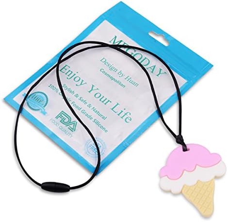 Baby Teething Necklace for Boys and Girls- Ice Cream Silicone Teether for Kids Teething Pain Relief, Special Textured Design Gum Massager