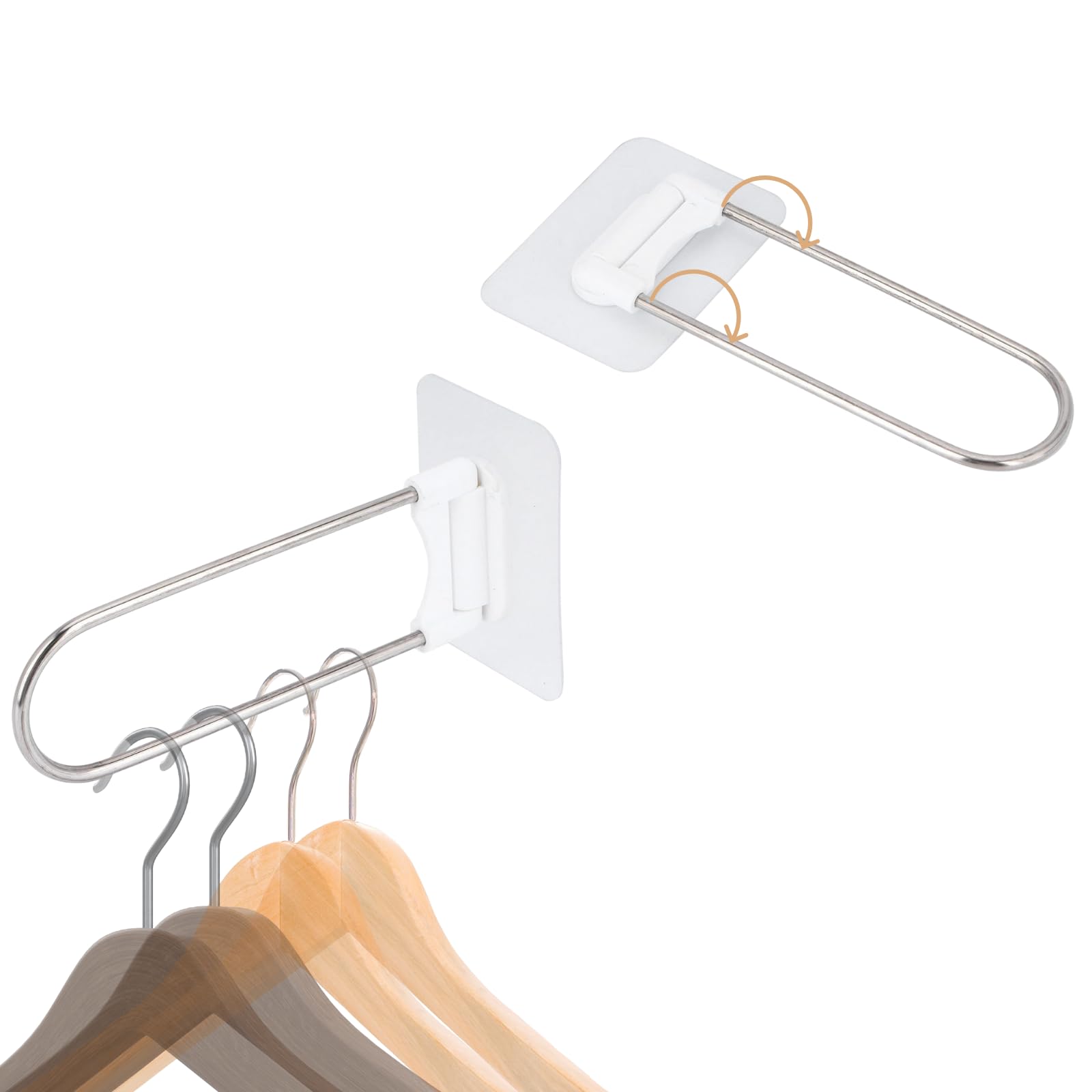 Clothes Hanger Organizer, Household Stainless Steel U-Shape No-Drill Rack Wall Clothes Hanger Storage, Space Saver Closet Organization, for Bathroom Balcony (White)