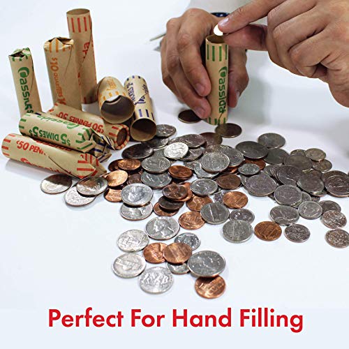 Cassida Preformed Coin Roll Wrappers. 100 Assorted Pack (Penny, Nickel