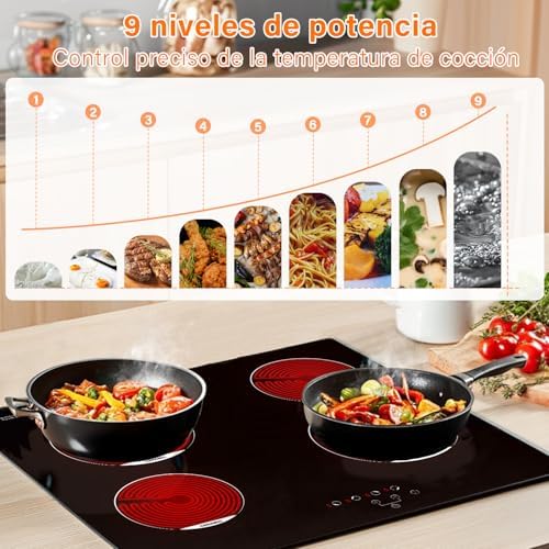 Placa cerâmica de 4 bocas, placa cerâmica de 60cm, 6000W