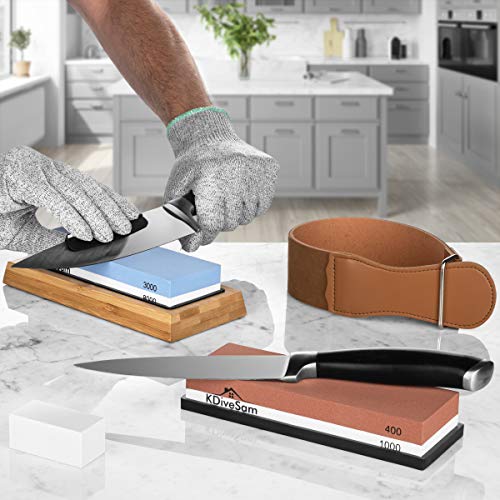 Sharpening stone for knives set kdivesam knife whetstone premium 4 side 400/1000 3000/8000 grit