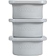 KEVJES Stackable Silicone Artisan Pizza Dough Proofing Proving Containers with Lids-2/3/4/5 pack-500ml portion (Grey, 3 PACK)