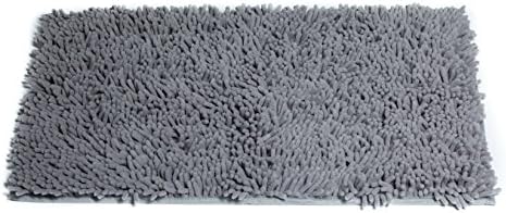 Klickpick Designs Thick Plush Bath Mats Soft Bath Mat Chenille Washable Bath Rugs Microfiber Shaggy Non Slip Bathroom Rug Absorbent Bath Rug Carpet Non Skid Backing- Silver (Light Gray), 18x28 Inches