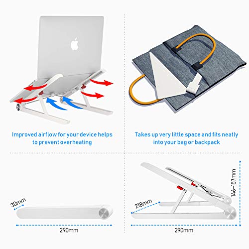 1home Foldable Portable Laptop Stand Adjustable Notebook Holder for Mac Book Tablet