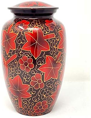 Aesthetic Urns Metal Cremation Urn Red Leaves Hand Painted Large Funeral Adult Urn Memorial Ashes Container Amazon Co Uk Kitchen Home