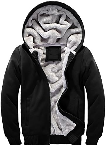 Hanxue Men's Winter Warm Full Zip Eco Sherpa Fleece Hoodie Jackets