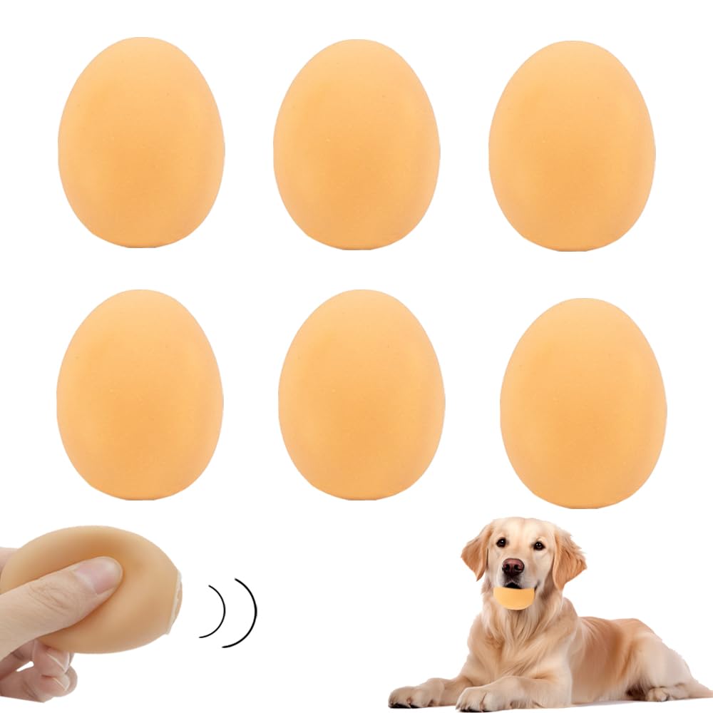 ByPaCrow 6 Pcs Squeaky Dog Ball Fun Latex Rubber Dog Squeak Toys Interactive Soft Bouncy Fetch Balls Egg Shape for Puppy Small Medium Large Dogs