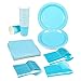 Juvale Light Blue Paper Plates & Cups Set - 9-In Plates, 6.7-Oz Cups & 13-In 2-Ply Napkins, 72-Pc Serves 24 - Disposable Party Supplies for Birthday & Baby Shower
