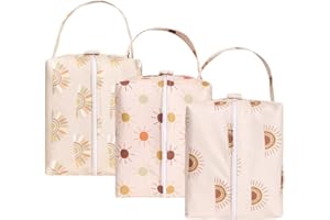 Lmbabter Baby Diaper Wet Dry Bag - 3PCS Diaper Organizer Bag Nappy Pouch Water- resistan Diaper Pod for Baby Diaper Bag,Gym Bag，Travel Bag (Sun)
